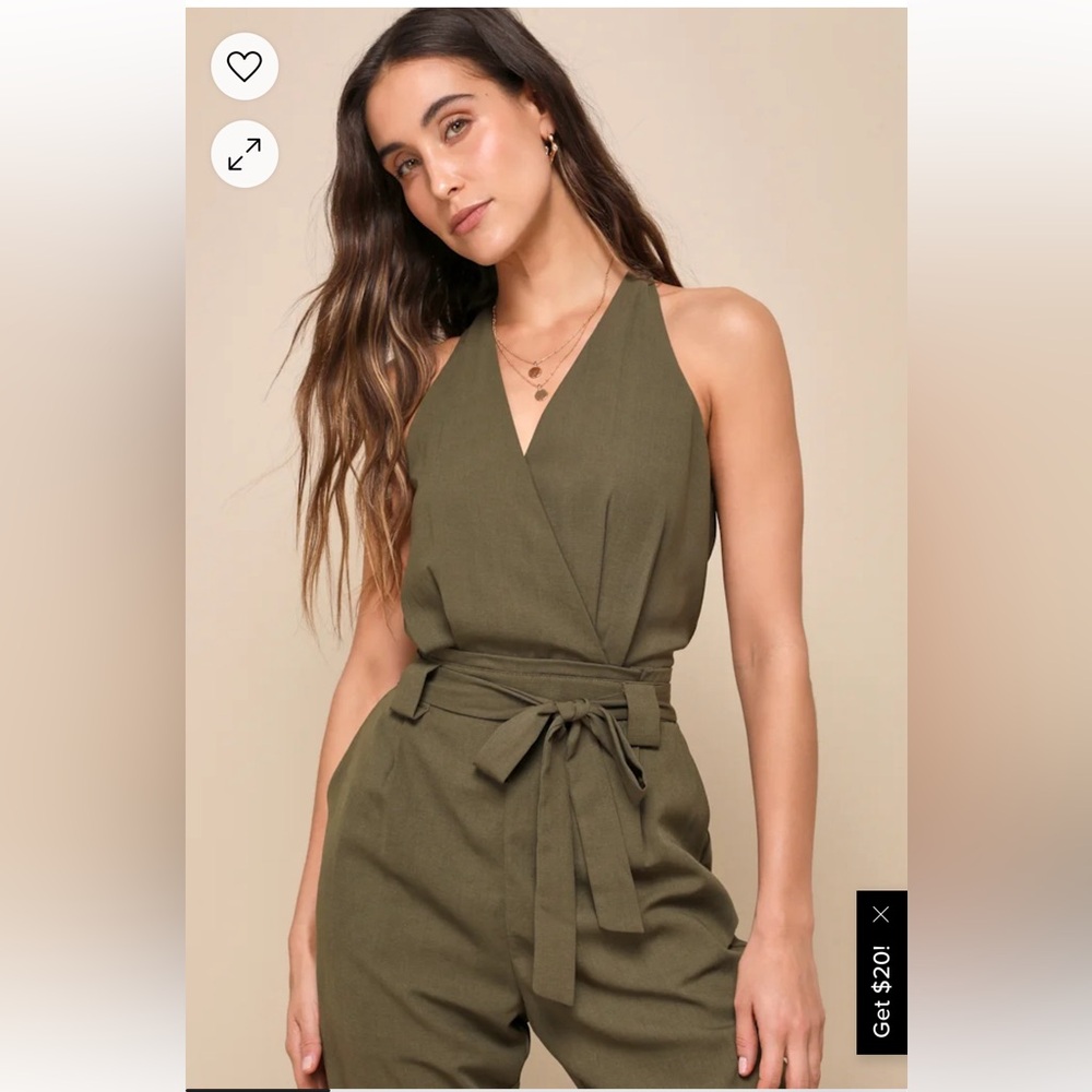 Olive Green Halter Jumpsuit